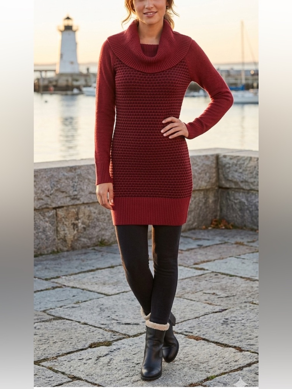 ❄️ Candie’s Cowl Neck Knit Sweater Dress - Deep Red ❄️